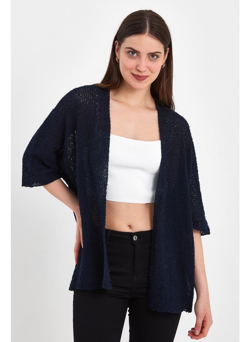 Odelon Bat Sleeve Casual Spring Women's Navy Blue Knitwear Cardigan  - Image 4