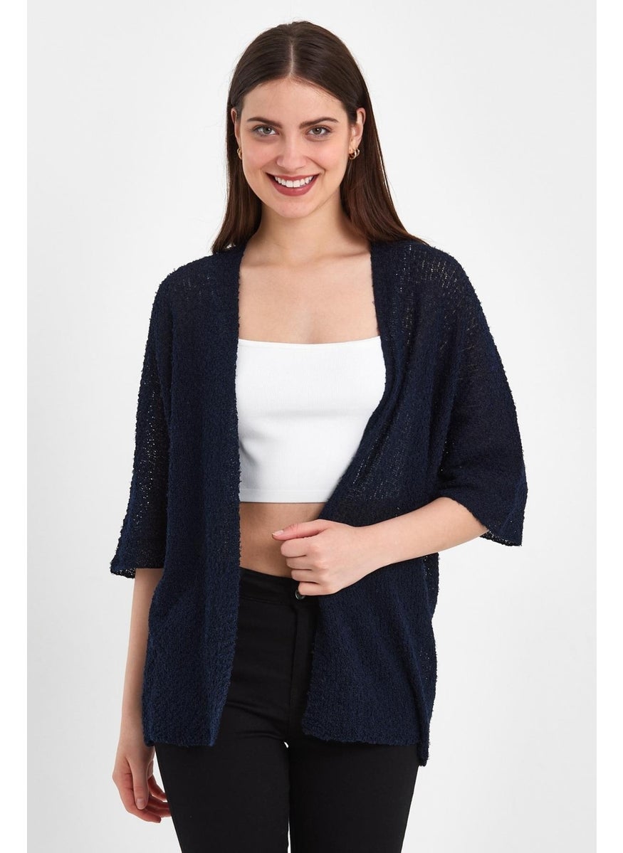 Odelon Bat Sleeve Casual Spring Women's Navy Blue Knitwear Cardigan  - Image 5