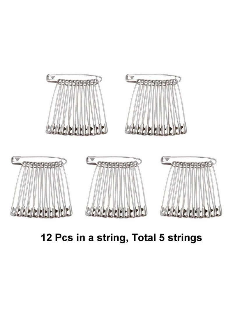 AMM 60PCS Large Safety Pins Durable Rust Resistant Nickel Plated Steel Pins - Image 3