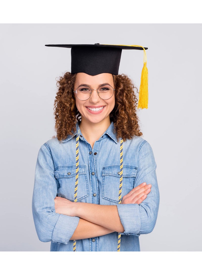 Excefore Graduation Cords Yarn Honor Cords with Tassel, 8 Pcs Braided Honor Cords, for College Graduation Students (Gold with Blue) - Image 4