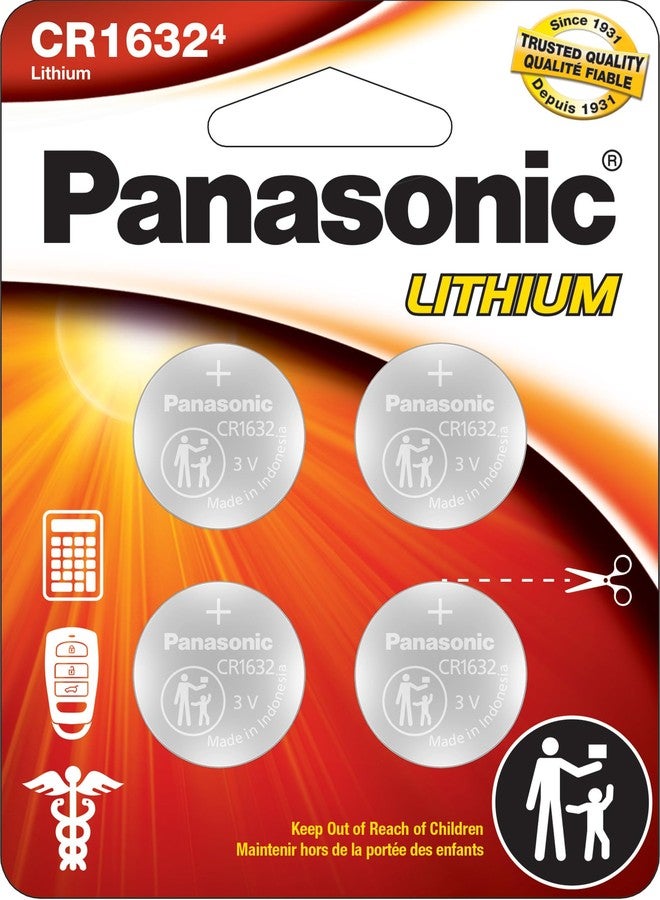 Panasonic CR1632 3.0 Volt Long Lasting Lithium Coin Cell Batteries in Child Resistant, Standards Based Packaging, 4-Battery Pack - Image 1