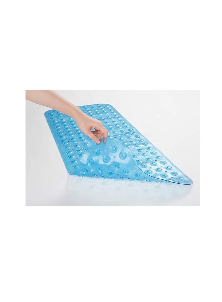 بروماس سجادات حوض الاستحمام لحوض الاستحمام، سجادة حمام طويلة جدًا غير قابلة للانزلاق، سجادة استحمام 100×40 سم/40×16 بوصة مع فتحات تصريف وأكواب شفط، سجادة حوض استحمام للحمام مع إمكانية غسلها في الغسالة - Image 3