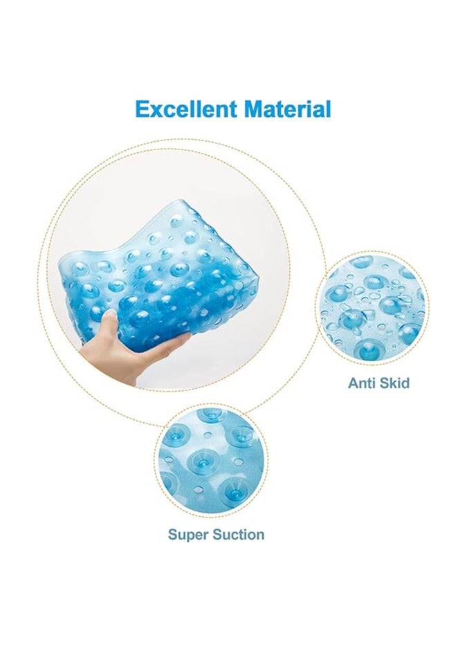 بروماس سجادات حوض الاستحمام لحوض الاستحمام، سجادة حمام طويلة جدًا غير قابلة للانزلاق، سجادة استحمام 100×40 سم/40×16 بوصة مع فتحات تصريف وأكواب شفط، سجادة حوض استحمام للحمام مع إمكانية غسلها في الغسالة - Image 1