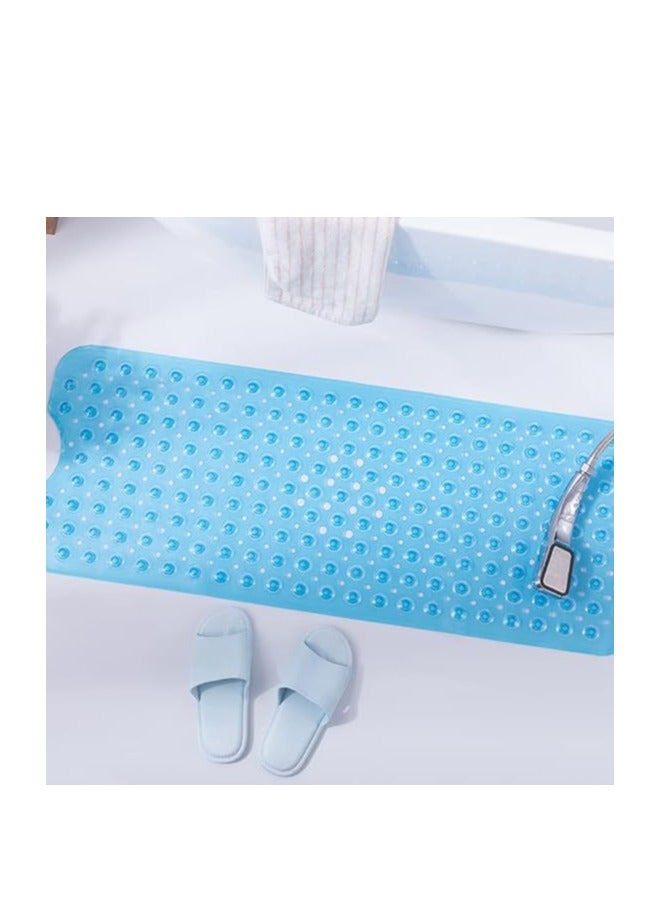بروماس سجادات حوض الاستحمام لحوض الاستحمام، سجادة حمام طويلة جدًا غير قابلة للانزلاق، سجادة استحمام 100×40 سم/40×16 بوصة مع فتحات تصريف وأكواب شفط، سجادة حوض استحمام للحمام مع إمكانية غسلها في الغسالة - Image 4