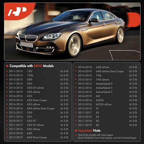 A-Premium طقم غطاء صمامات المحرك A-Premium N55 مع حشوة ومسامير وغطاء زيت متوافق مع طراز BMW 2011-2019 - 328i 335i 435i 530i 535i 640i 740i 740Li (xDrive) X3 X5 X6، 3.0L توربو، استبدال # 11127570292 - Image 2