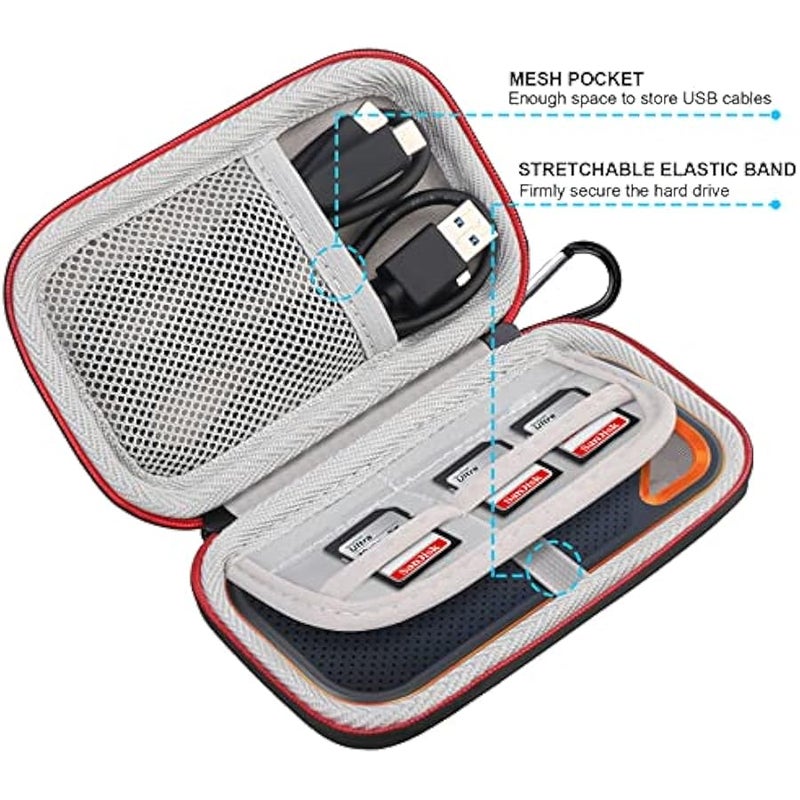 Hard Carrying Case for SanDisk Extreme Pro/SanDisk Extreme Portable External SSD 500GB 1TB 2TB 4TB USB-C Solid State Drive EVA Shockproof Water Repellent Protective Storage Travel Bag, Black - Image 4