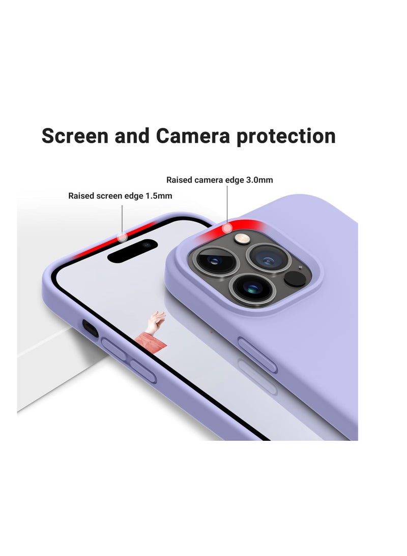 Soft Touch Full Body Protection Shockproof Liquid Silicone Case with Microfiber Lining for iPhone 14 Pro (6.1 in) purble - Image 2