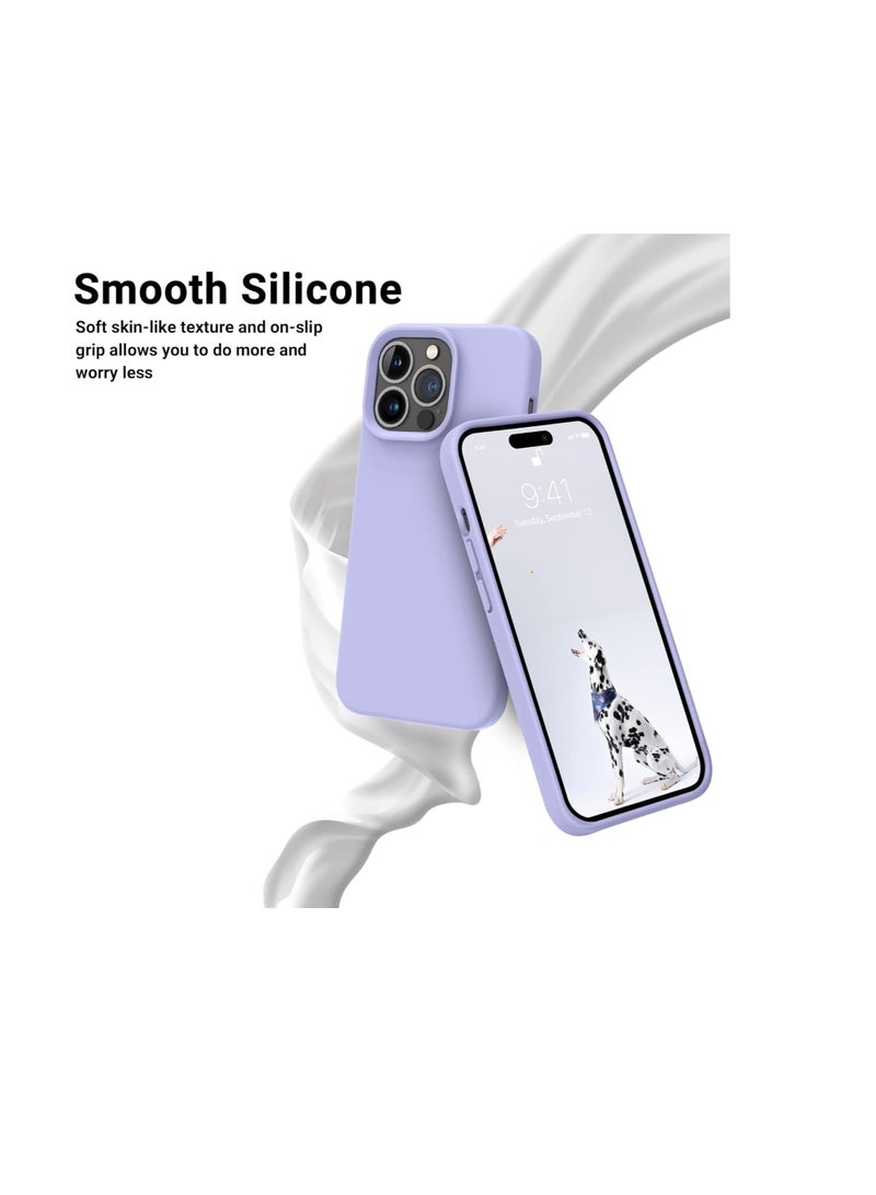 Soft Touch Full Body Protection Shockproof Liquid Silicone Case with Microfiber Lining for iPhone 14 Pro (6.1 in) purble - Image 3