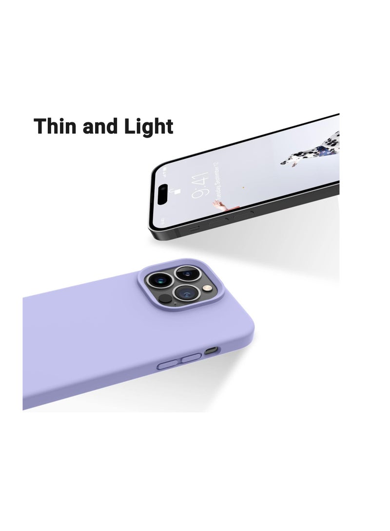 Soft Touch Full Body Protection Shockproof Liquid Silicone Case with Microfiber Lining for iPhone 14 Pro (6.1 in) purble - Image 4