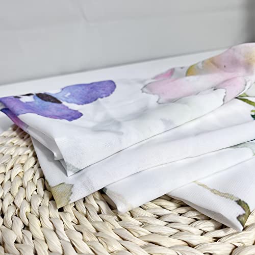 Fereyis Floral Leaves Curtains for Living Room 84 inch Length 2 Panels Set Elegant Blue Pink Spring Flower Printed Window Curtain Natural Sheer Curtains Chiffon Drapes for Bedroom - Image 5