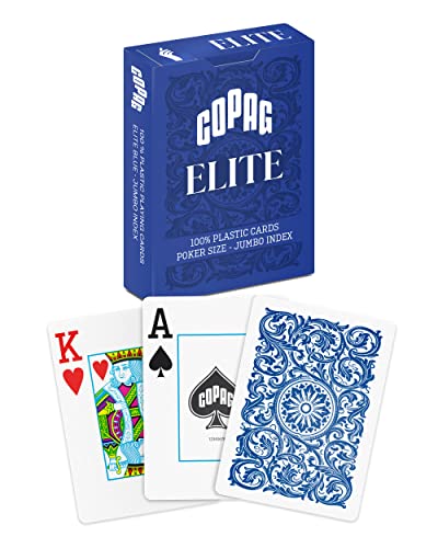 Copag Elite 100% Plastic Playing Cards, Poker Size (Standard) Jumbo Index Single Deck (Blue) - Image 1