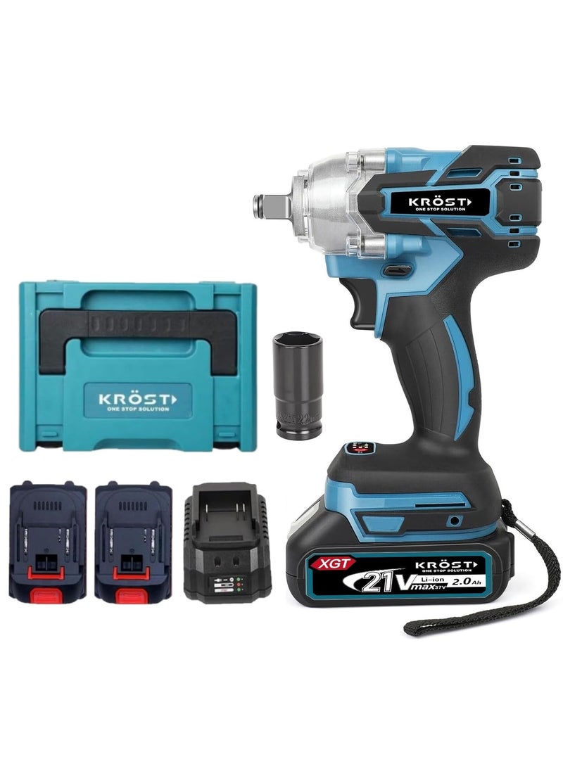 KROST KROST PRO Series 21V37V Max 400NM Brushless Double Battery Powerful Cordless Impact Wrench Impact Driver 20AH Battery Double Battery  - Image 1