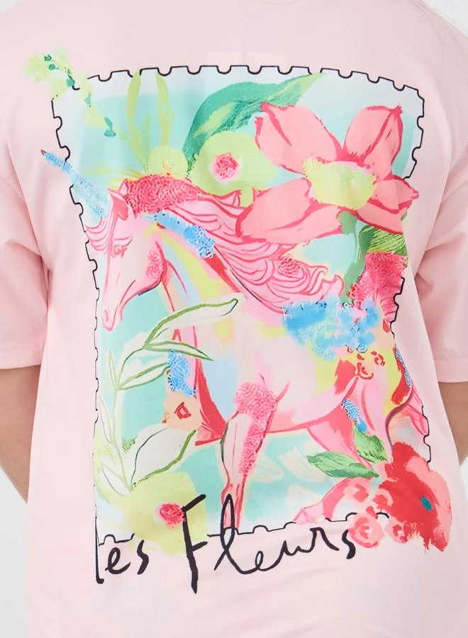Styli Styli Floral Print Oversized T-Shirt and Leggings Set