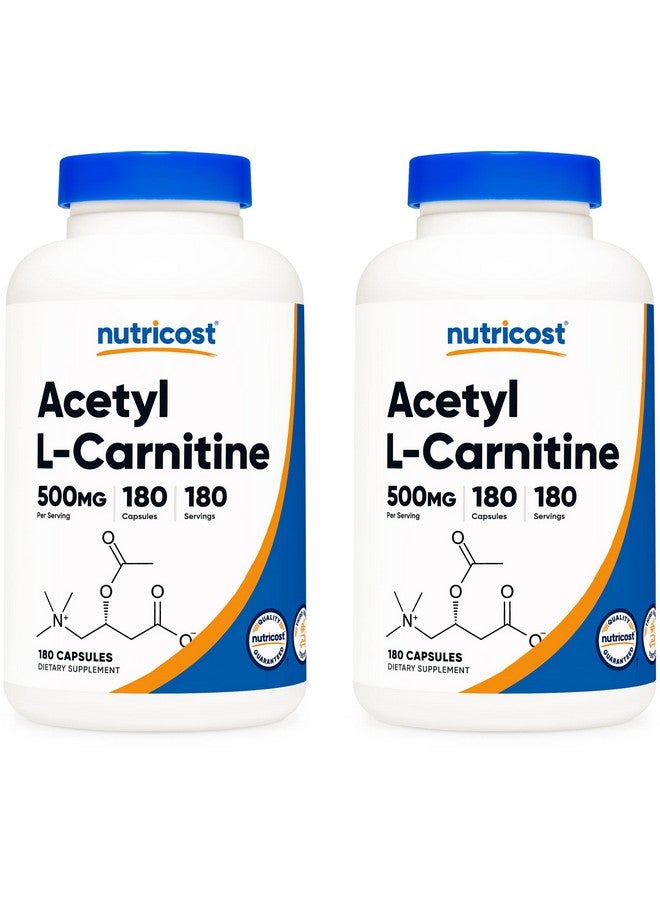 Nutricost Acetyl L-Carnitine 500mg, 180 Capsules - Non-GMO and Gluten Free (2 Bottles) - Image 1