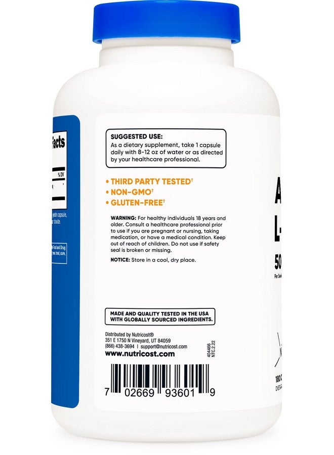 Nutricost Acetyl L-Carnitine 500mg, 180 Capsules - Non-GMO and Gluten Free (2 Bottles) - Image 3