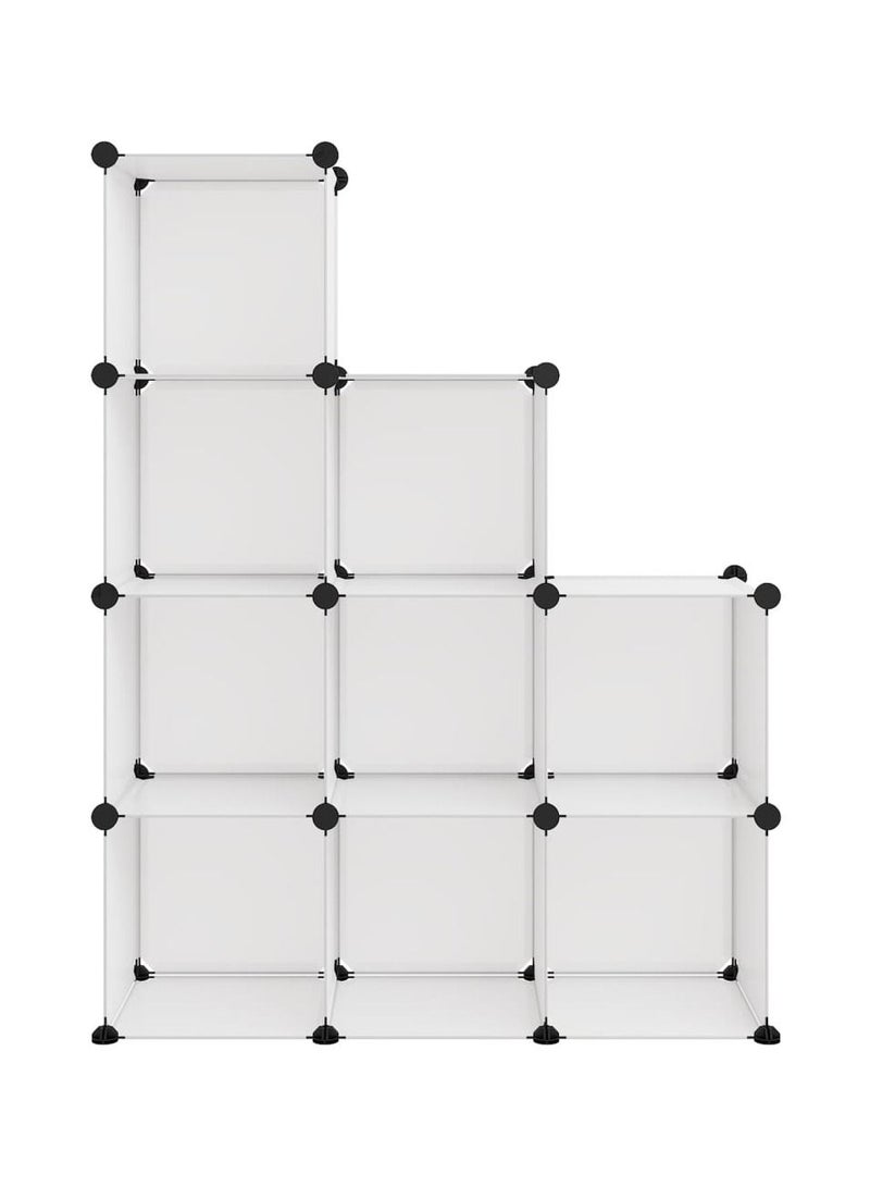 9-Cube DIY Shoe Rack, Storage Drawer Unit Multi Use Modular Organizer Plastic Cabinet with Doors, Black and White Curly Pattern - Image 2