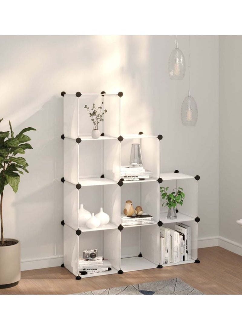 9-Cube DIY Shoe Rack, Storage Drawer Unit Multi Use Modular Organizer Plastic Cabinet with Doors, Black and White Curly Pattern - Image 4