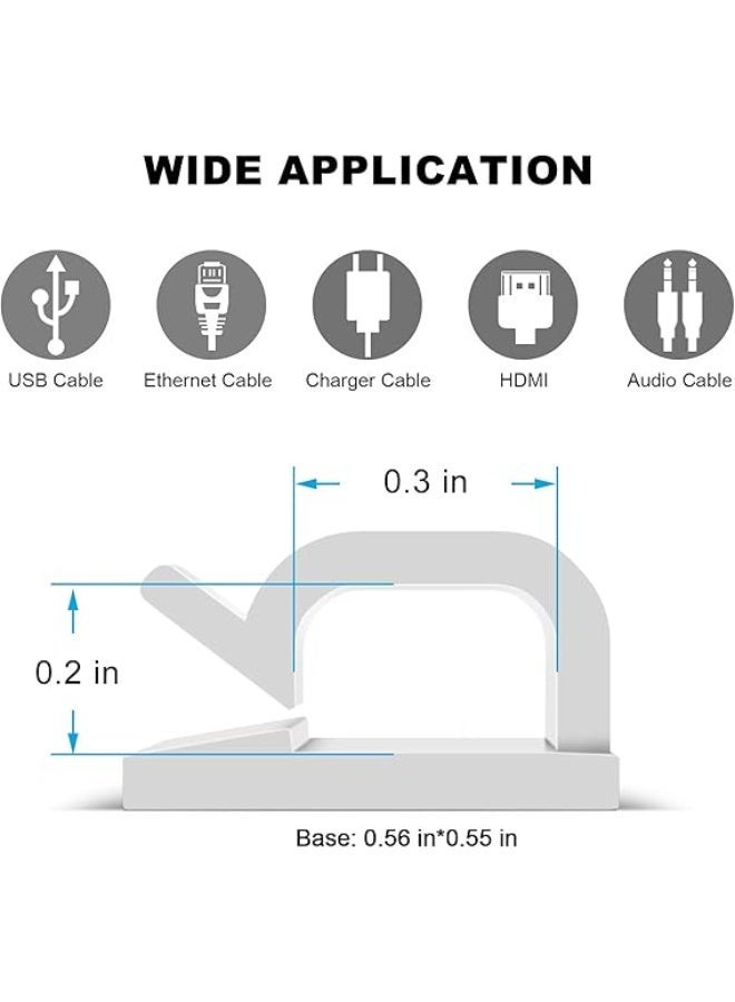 Electronics World Adhesive Cable Clips White (60 PCS), Upgraded Wire Clips for Cable Management, Strong Cord Clips Wire Holders for The Wall, Under Desk, Led Strip, Electric Wires, Ethernet Cable Clips_Small - Image 4