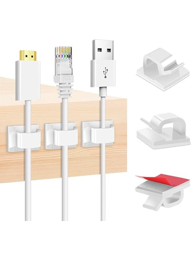 Electronics World Adhesive Cable Clips White (60 PCS), Upgraded Wire Clips for Cable Management, Strong Cord Clips Wire Holders for The Wall, Under Desk, Led Strip, Electric Wires, Ethernet Cable Clips_Small - Image 1