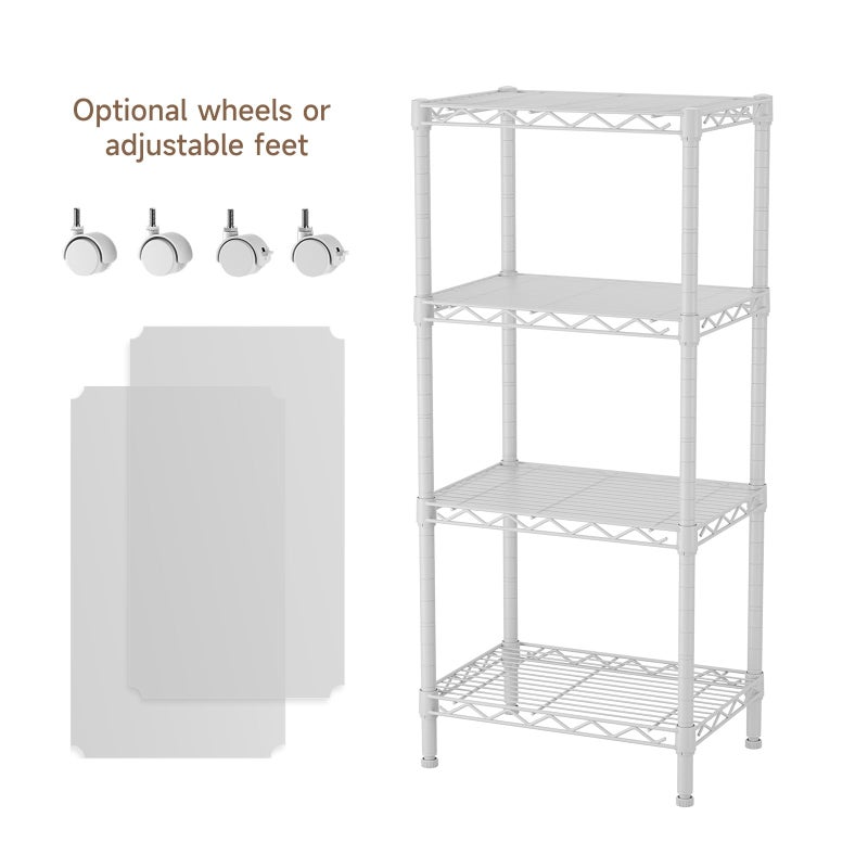 Golpart 4 Tier Adjustable Storage Shelves Metal Utility Shelf Wire Shelving Unit Organizer Rack for Home Kitchen Office Bathroom Pantry Room 12" D x 18" W x 44" H - Image 2