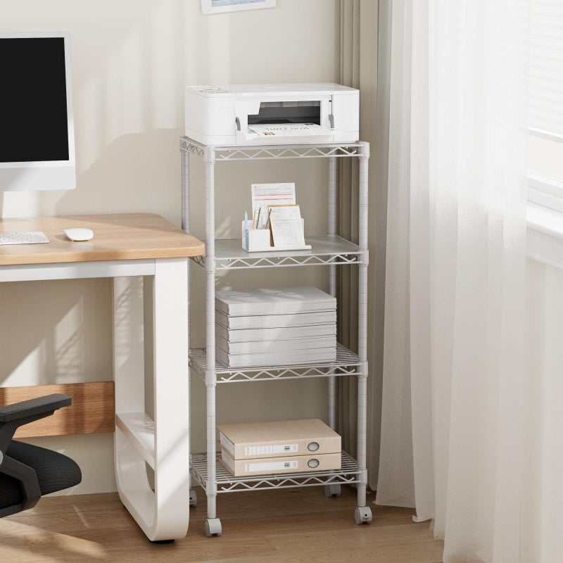 Golpart 4 Tier Adjustable Storage Shelves Metal Utility Shelf Wire Shelving Unit Organizer Rack for Home Kitchen Office Bathroom Pantry Room 12" D x 18" W x 44" H - Image 1