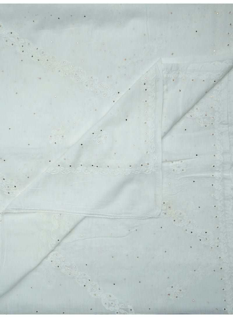 Alaya Women Hand Embroidered Cotton Mukaish Dupatta-AL4095 - Image 3