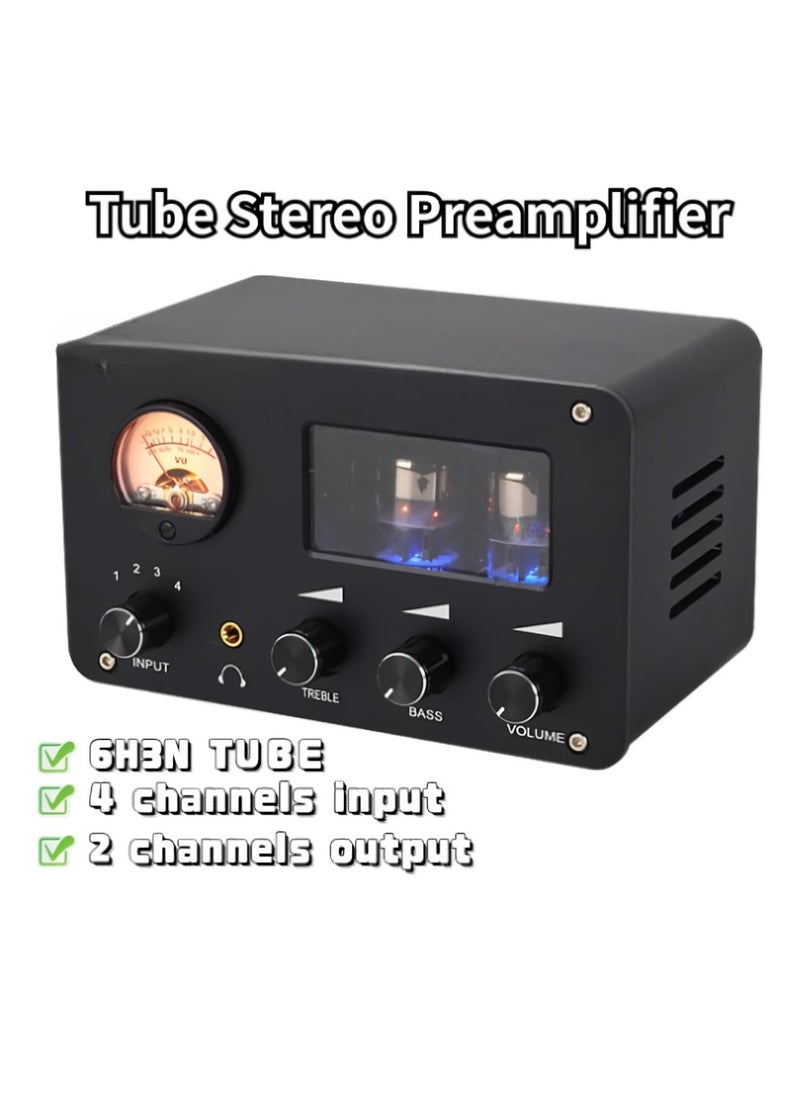 Generic 6H3N Tube Preamplifier, Hifi Lossless Switching Audio Selector Front Stage Amplifiers, Bile Buffer Audio Amplifier Speaker, Two Channels Headphone Power Amplifier, (1pc, Black)  - Image 2