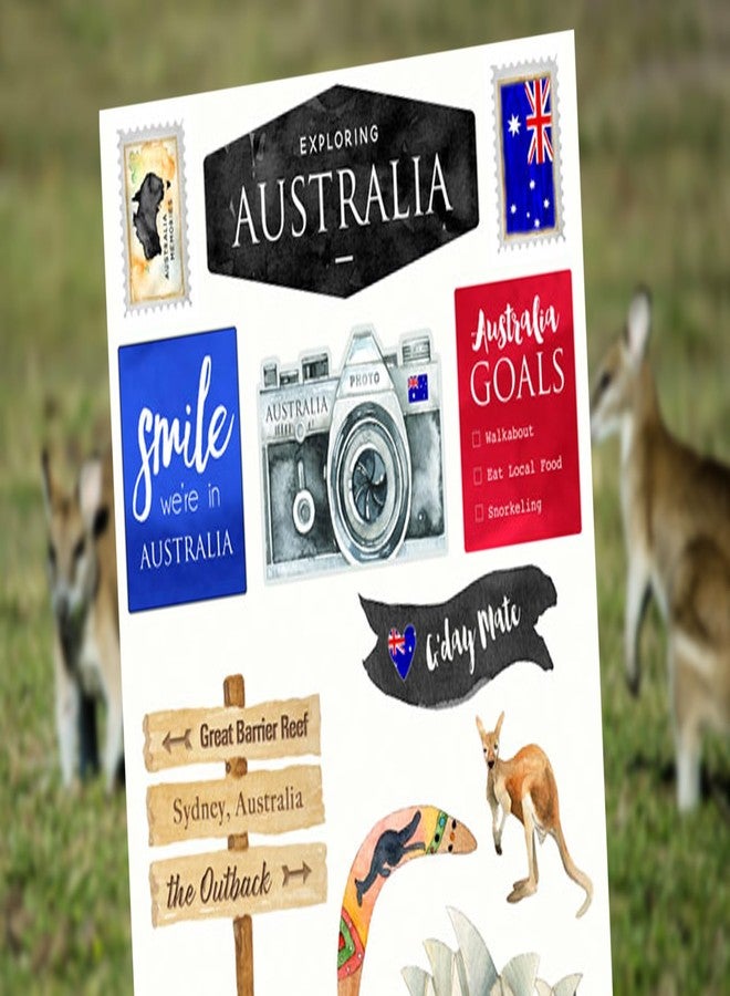 Trendzeen Australia Themed Stickers Sheet - Decorative Australia Stickers for Scrapbooking, Journals, Planners, Photo Album - Set of 2 Australia Scrapbook Sticker with Animals, Flag, Travel Inspired Designs - Image 5