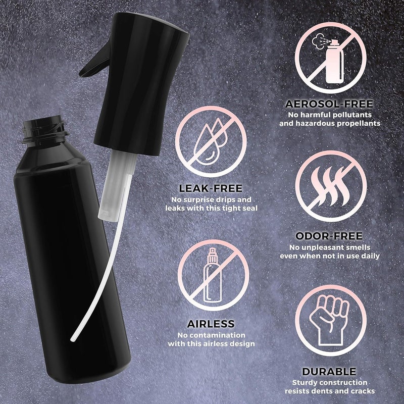 Fresh creation Polyethylene Terephthalate Pet Ultra Fine Durable Empty Continuous Spray Bottle Water Mister For Hairstyling Plants Cleaning Cooking Misting Skin Care 300 ML Black - Image 5