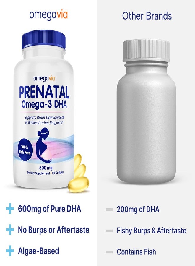 OmegaVia Prenatal DHA 600mg | Fish-Free Omega-3 Supplement | Supports Baby’s Brain, Eye & Nervous System Development | Safe for Pregnancy & Lactation | 30 Easy-to-Swallow Softgels - Image 5