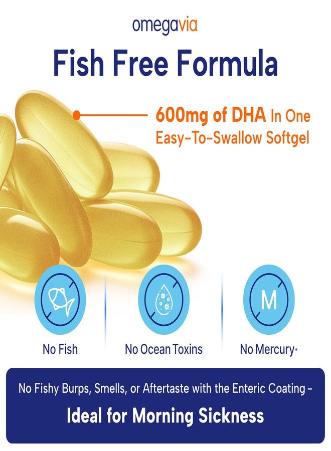OmegaVia Prenatal DHA 600mg | Fish-Free Omega-3 Supplement | Supports Baby’s Brain, Eye & Nervous System Development | Safe for Pregnancy & Lactation | 30 Easy-to-Swallow Softgels - Image 4