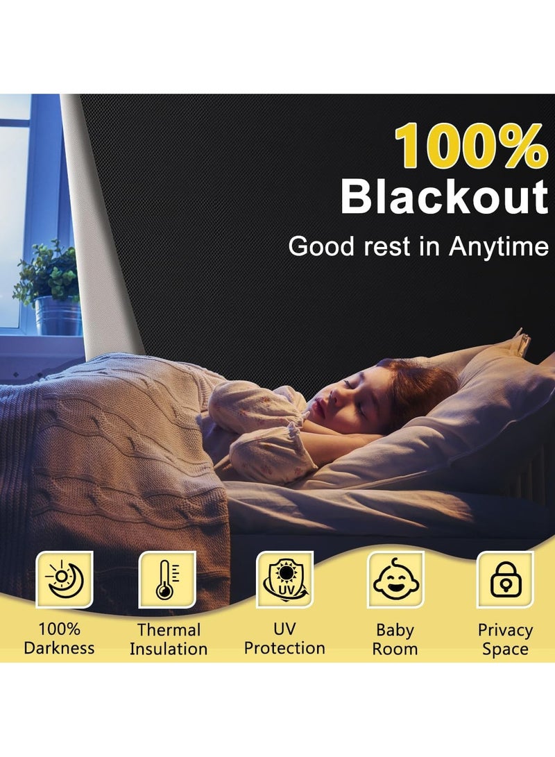 Flushrenic Blackout Blind 145×200cm, No Drill Travel Blackout Blind Curtains, Portable DIY Darkening Shade Easy Stick On Window , Loop Straps, Measure Tape, Cutting Tool for Home Office Bedroom - Image 3