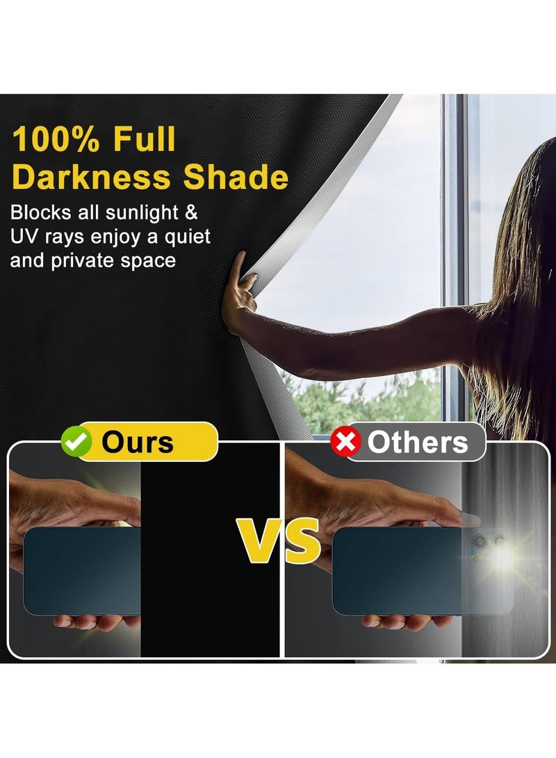 Flushrenic Blackout Blind 145×200cm, No Drill Travel Blackout Blind Curtains, Portable DIY Darkening Shade Easy Stick On Window , Loop Straps, Measure Tape, Cutting Tool for Home Office Bedroom - Image 4