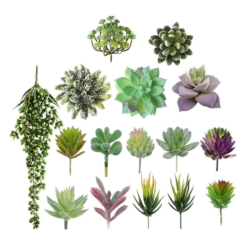 16pcs Lifelike Artificial Succulents Faux Greenery Plants for Home Office Indoor Decor - Image 2