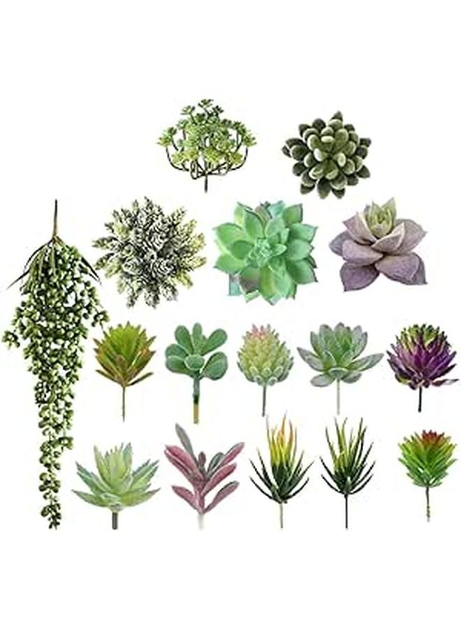 16pcs Lifelike Artificial Succulents Faux Greenery Plants for Home Office Indoor Decor - Image 1
