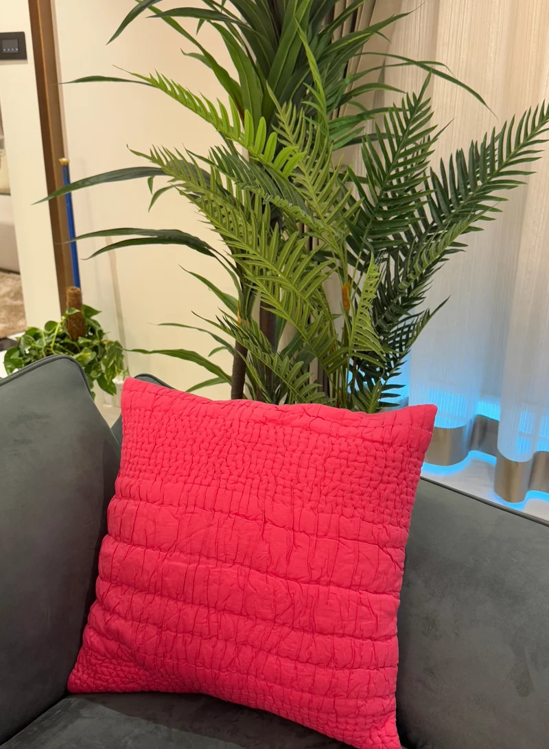 Tohfa Luxe Pink Hand-Pleated Velvet Cushion with Filler