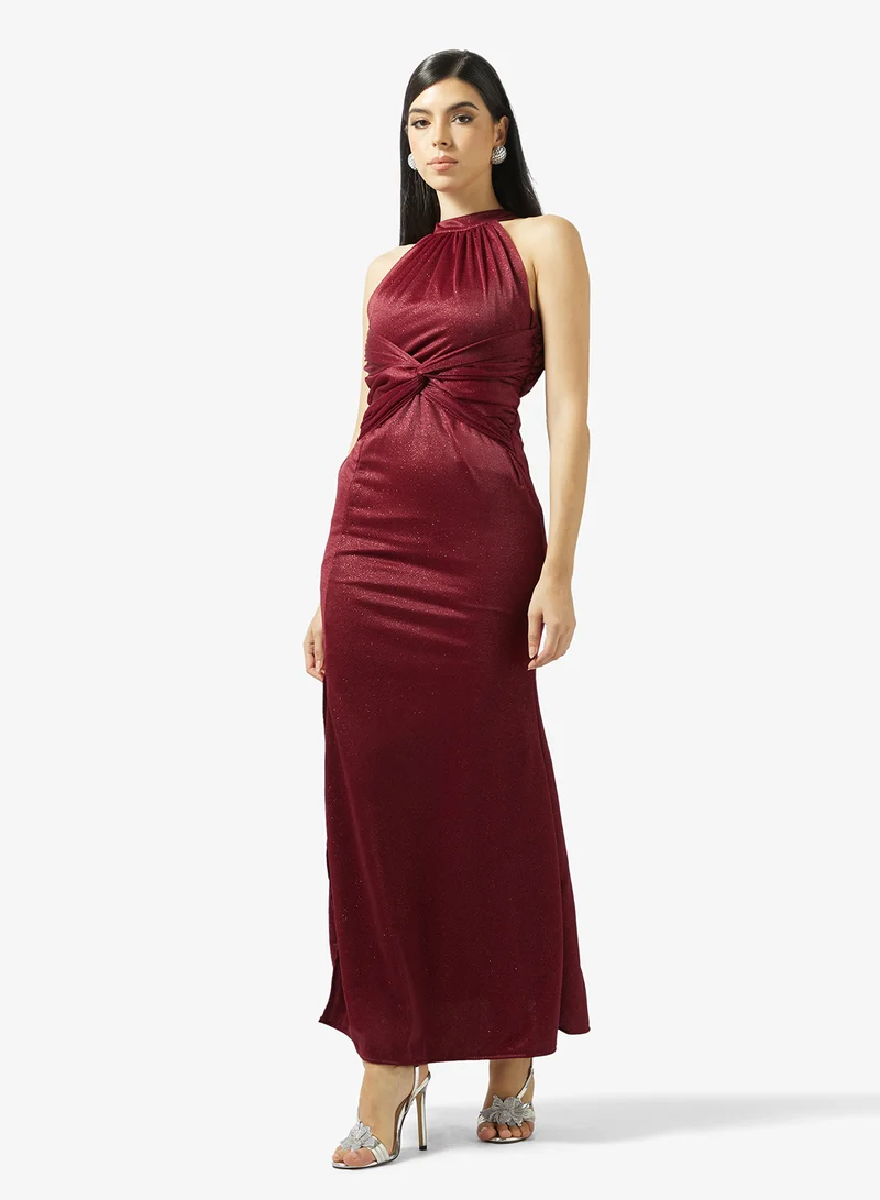 Halter Neck Draped Dress