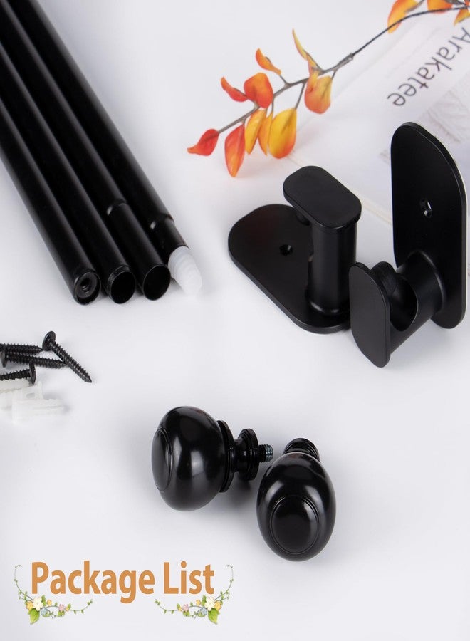 USFOOK Black No Drill Curtain Rods for Windows 48 to 84 inch, USFOOK 5/8 Inch Curtain Rods No Drilling with 3M Adhesive Holders, Adhesive Drapery Rod with Round Finials - Image 5