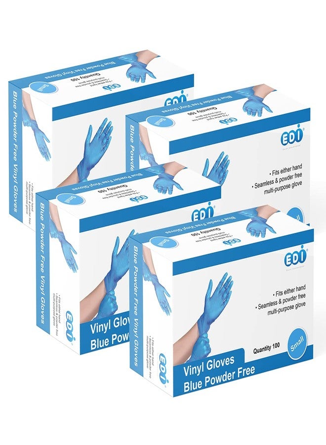 EDI Disposable Vinyl Gloves (Blue) - Powder-Free, Latex-Free (400, Small) - Image 1