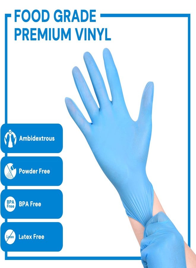 EDI Disposable Vinyl Gloves (Blue) - Powder-Free, Latex-Free (400, Small) - Image 2