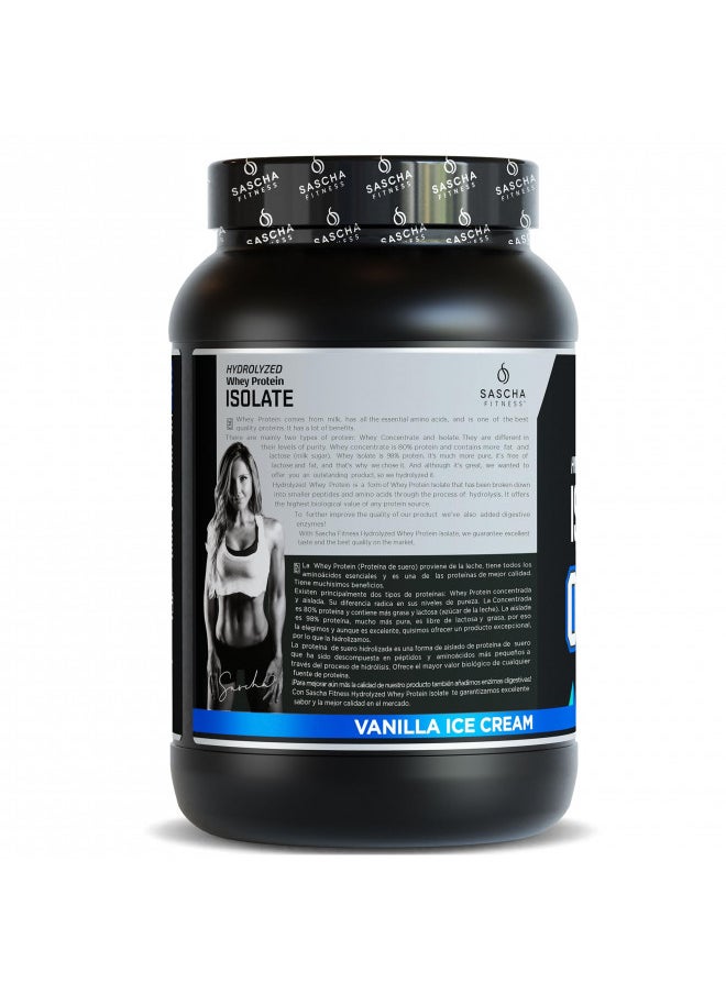 SASCHA FITNESS - SASCHA FITNESS Hydrolyzed Whey Protein Isolate,100% Grass-Fed (2 Pounds, Vanilla) - Image 1
