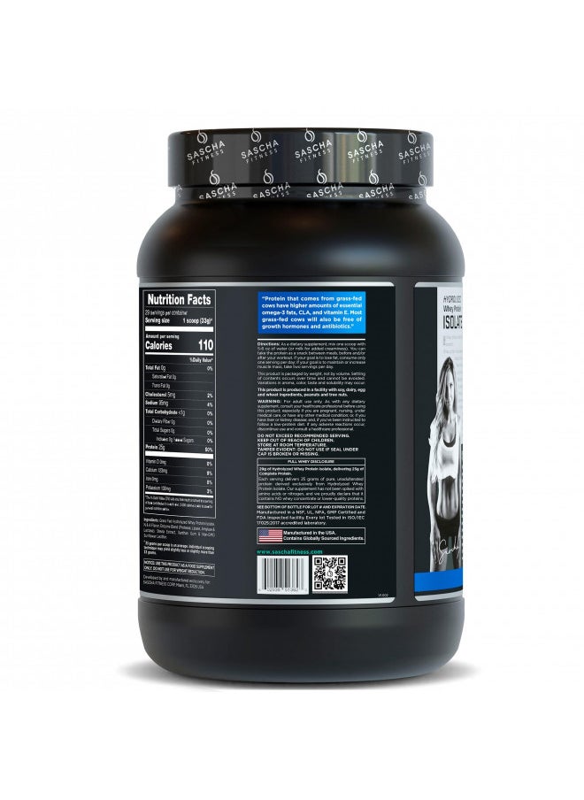 SASCHA FITNESS - SASCHA FITNESS Hydrolyzed Whey Protein Isolate,100% Grass-Fed (2 Pounds, Vanilla) - Image 1