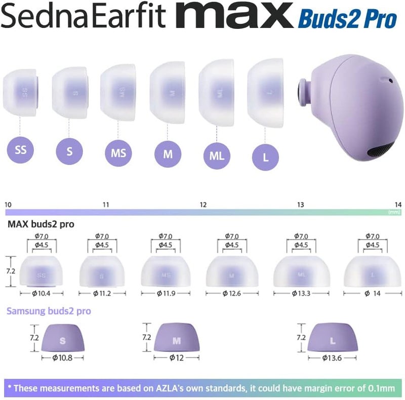 AZLA SednaEarfit MAX for Galaxy Buds 2 Pro (L), Earbud Tips for Wireless Headphones, Noise Canceling Earbuds Replacement Tips, Samsung-Certified Eartips for Galaxy Buds 2 Pro - Image 3