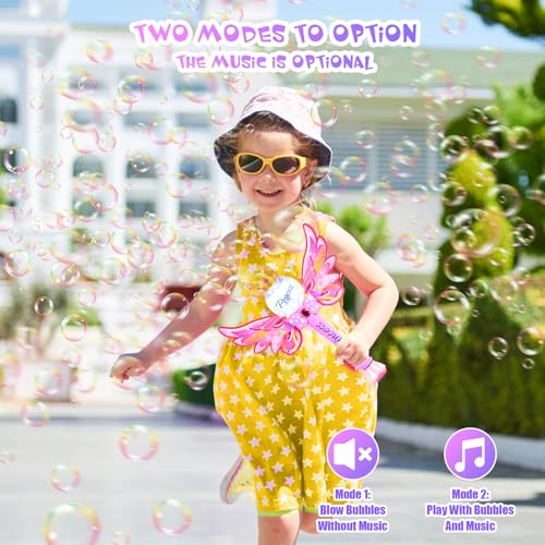 Hugeway 2 Pack Bubble Wands for KidsOutdoor Party Birthday Bubble Toy for ToddlersLight Up Music Bubble MachineBubble Maker Bubble BlowerGift for Girls Age 3 4 5 6 Years OldPinkPurple - Image 5