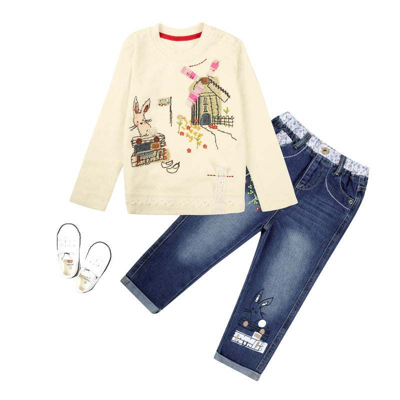 MAXIMGR Toddler Girl Clothes Baby Girl Outfits Cute Long Sleeve Cartoon Top + Jeans Pants Fall Winter Girls Clothing Sets - Image 5