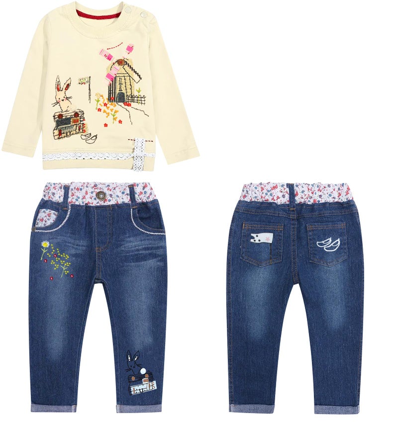 MAXIMGR Toddler Girl Clothes Baby Girl Outfits Cute Long Sleeve Cartoon Top + Jeans Pants Fall Winter Girls Clothing Sets - Image 2