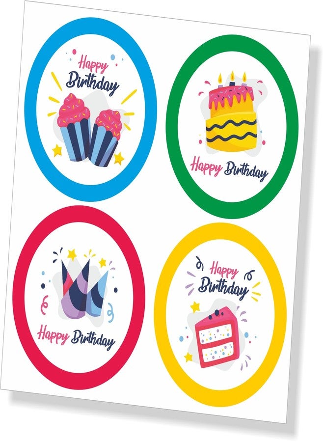 PG Creations 100 Pieces Happy Birthday Party Stickers, Medium Size Labels, 1.5 Inch Round, Paper, Multicolour - Image 1