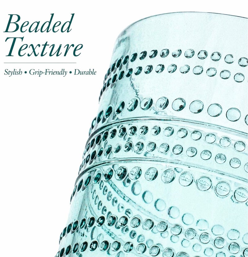 TarHong Beaded Jumbo Tumbler 16oz Sea Green – Durable BPA-Free Acrylic Drinking Glass, Textured Beaded Design Cup for Water, Juice & Cold Drinks, Reusable Kitchen & Outdoor Drinkware - Image 3