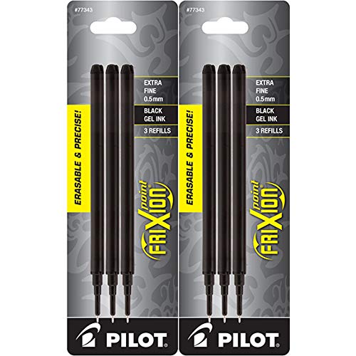 PILOT FriXion Point Erasable Gel Ink Refills, Extra Fine Point, 0.5mm, Black Ink, 6 Refills - Image 2