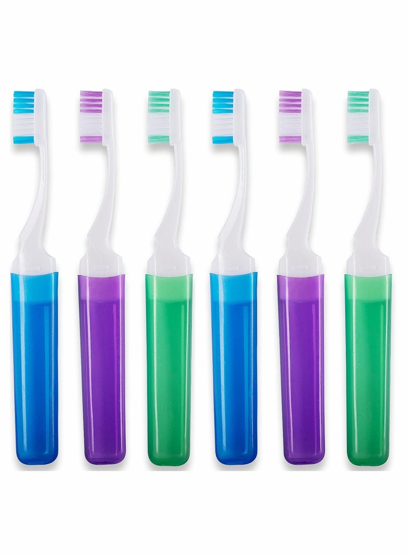 Set of 6 Portable Travel Toothbrushes with Protective Covers for On-the-Go Oral Care - Image 1